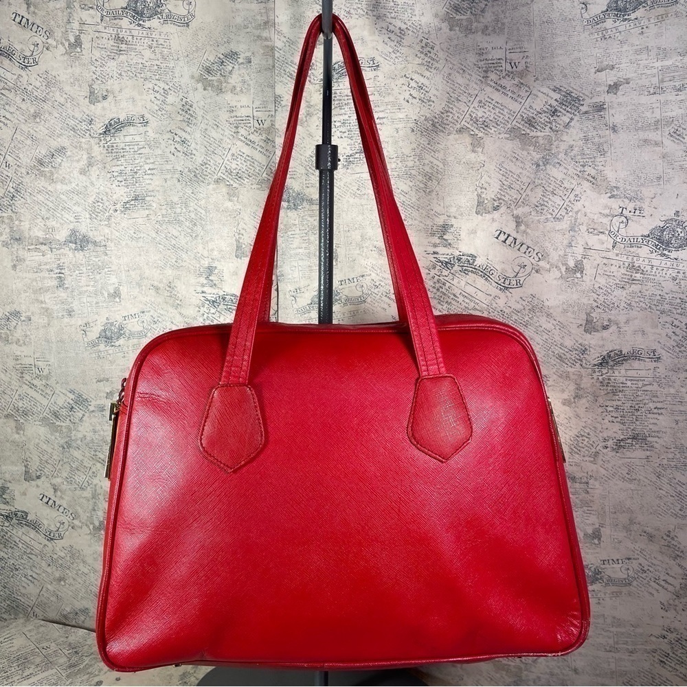 Valerie Stevens Red Leather Satchel Bag Top Handle Shoulder Purse Classic Bags